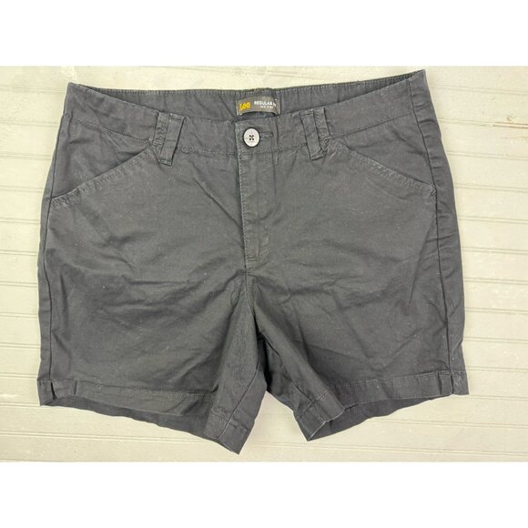 Lee Size 12 M Womens Shorts Black Chino 5" Inseam Slash Pockets Stretch … - Picture 1 of 4